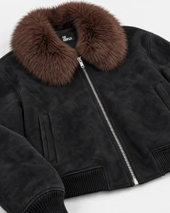 Blouson avec col fausse fourrure noir