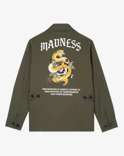 Blouson dos brodé en coton kaki