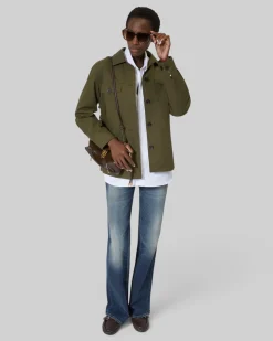 Blouson dos brodé en coton kaki