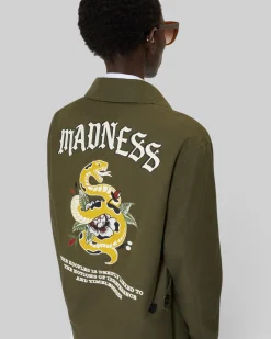 Blouson dos brodé en coton kaki