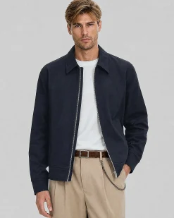 Blouson droit zippé marine