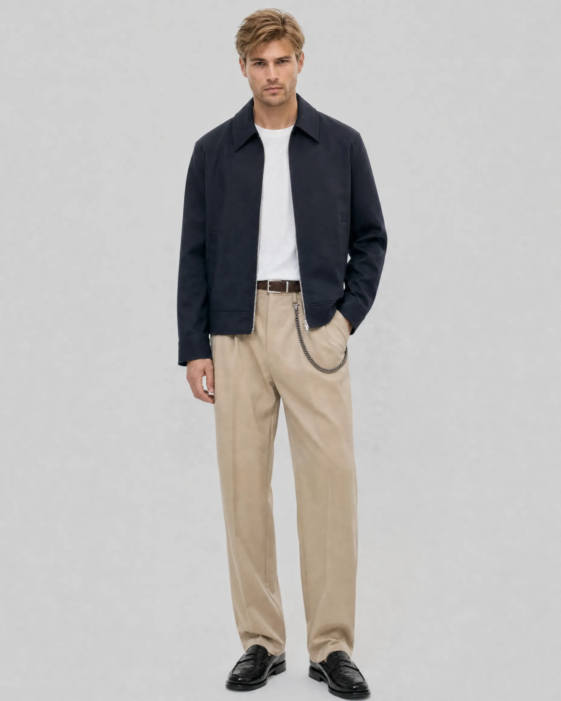 Blouson droit zippé marine
