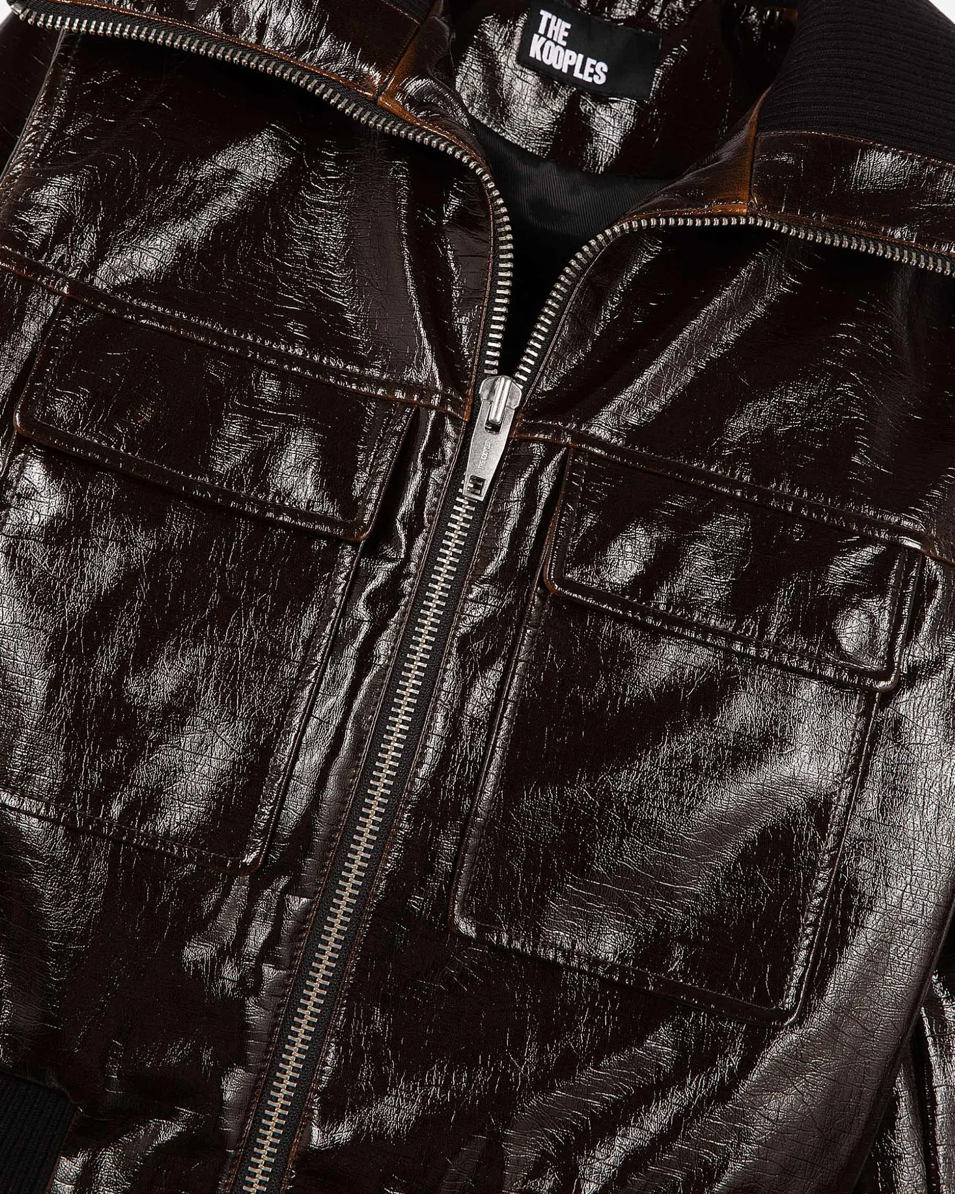 Blouson effet vinyle marron