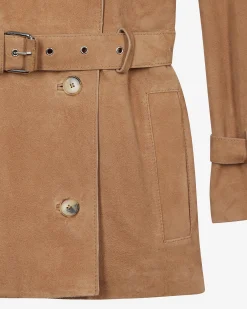 Blouson en cuir beige
