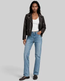 Blouson en cuir marron