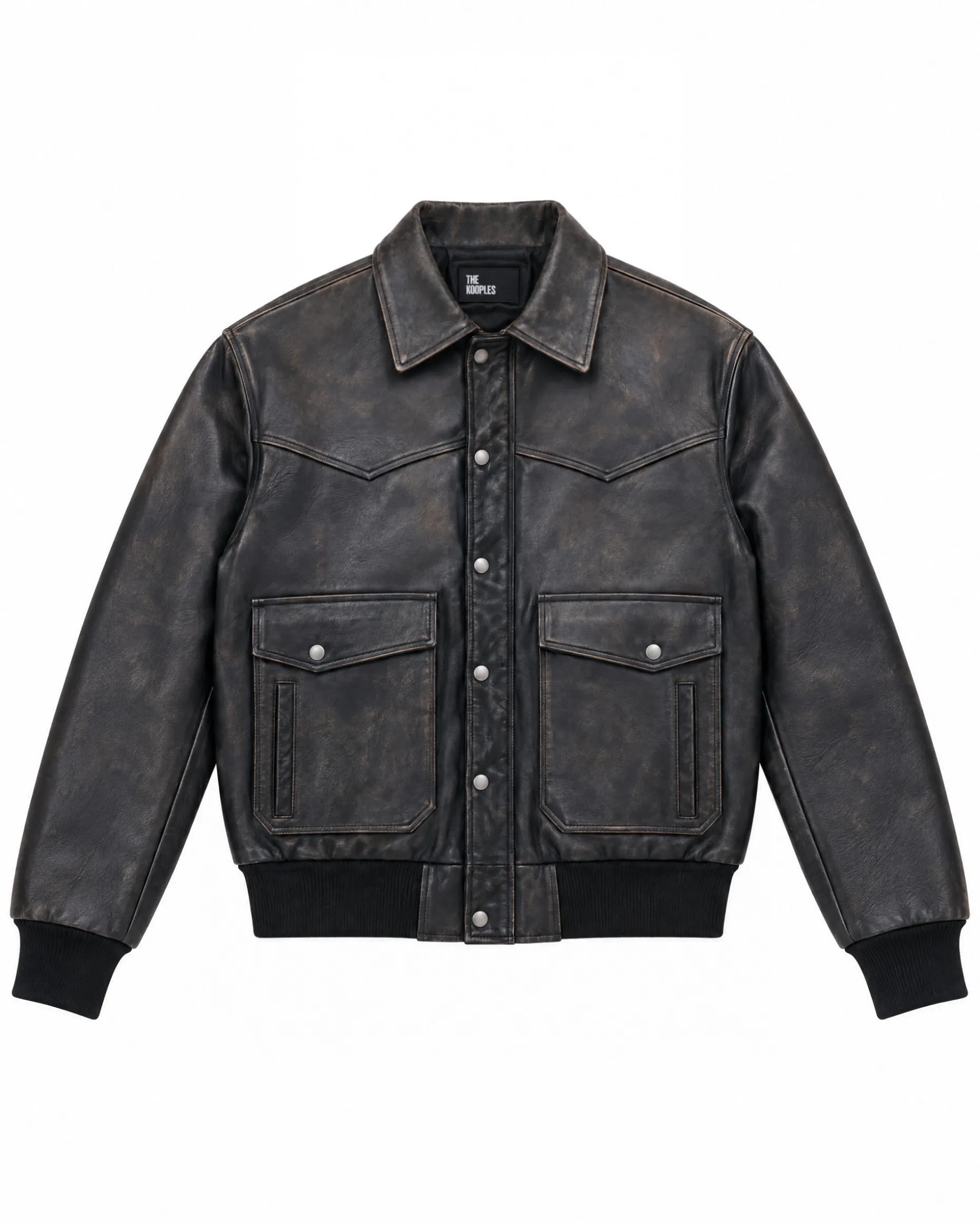 Blouson en cuir marron