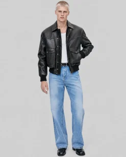 Blouson en cuir marron