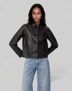 Blouson en cuir noir
