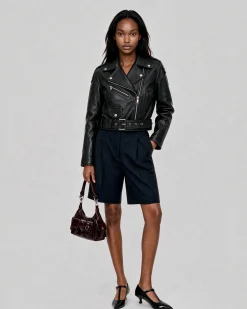 Blouson en cuir noir