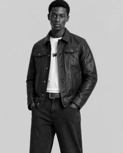 Blouson en cuir noir