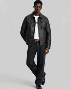 Blouson en cuir noir
