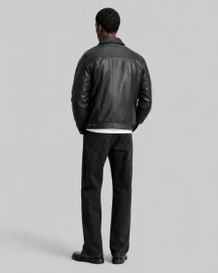Blouson en cuir noir