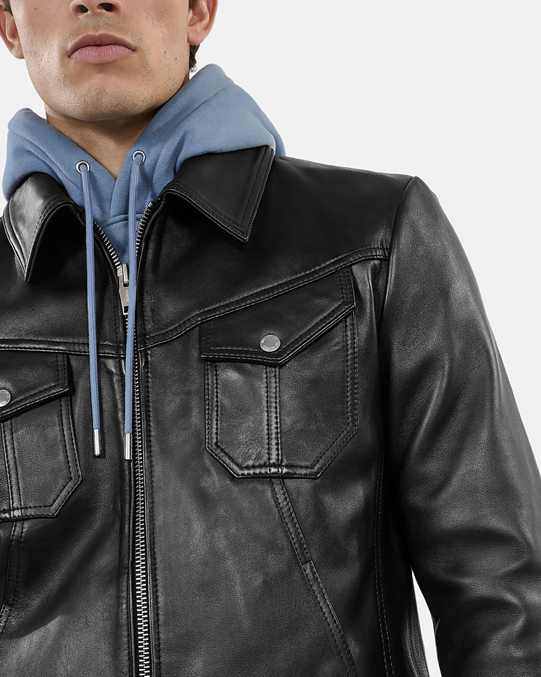 Blouson en cuir noir
