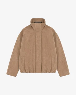 Blouson en cuir suède beige