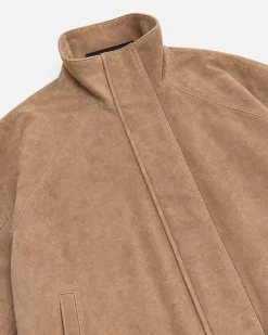 Blouson en cuir suède beige
