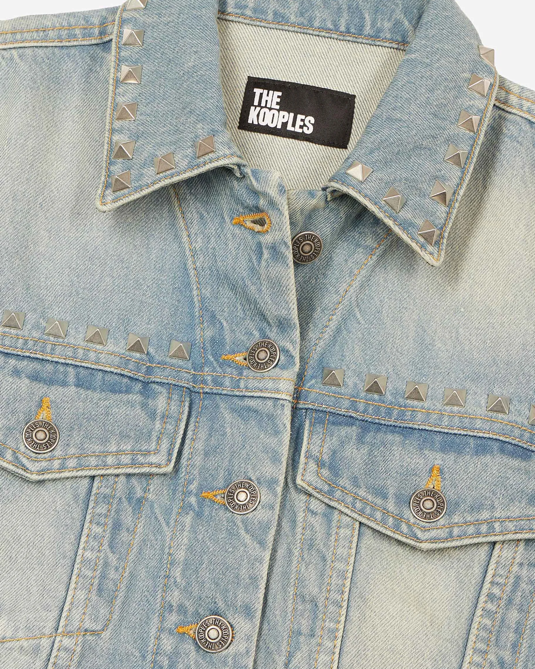 Blouson en denim avec franges et studs bleu