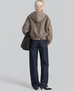 Blouson en laine avec capuche beige