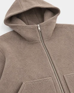 Blouson en laine avec capuche beige