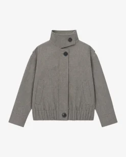 Blouson en laine mélangée beige