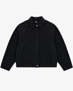 Blouson en laine mélangée noir