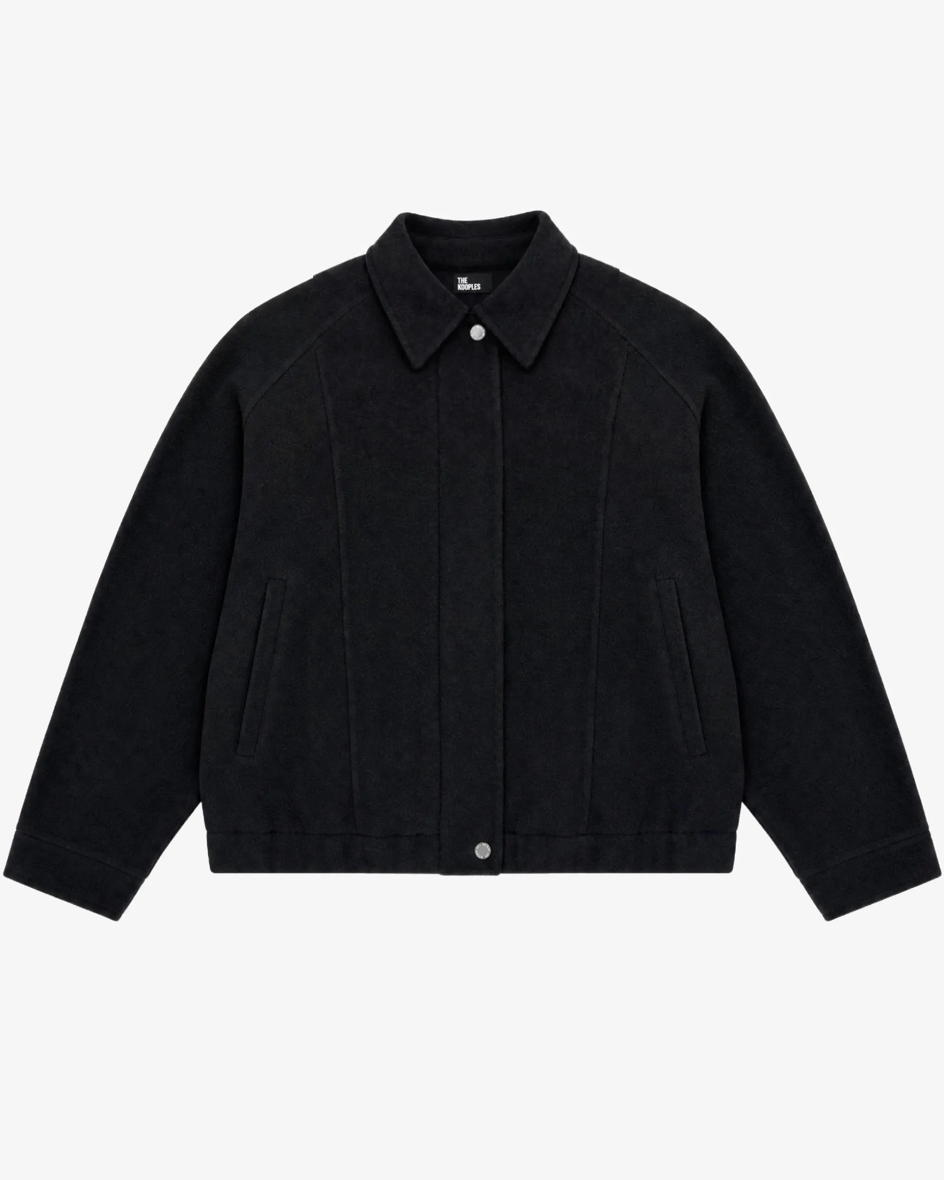 Blouson en laine mélangée noir