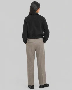 Blouson en laine mélangée noir
