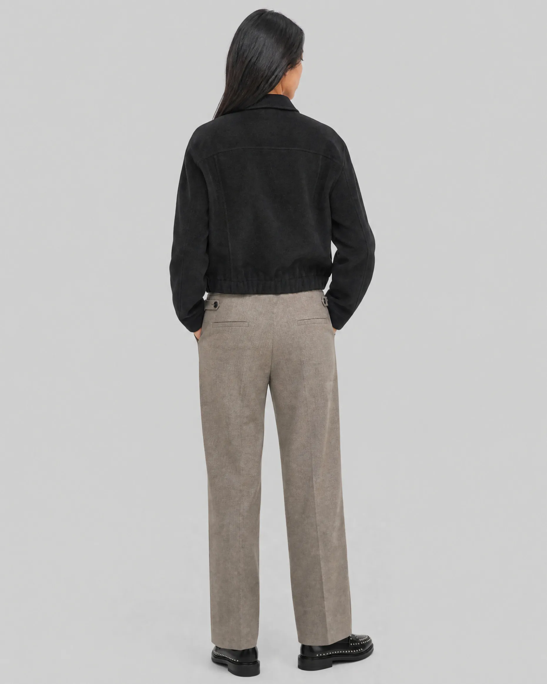 Blouson en laine mélangée noir