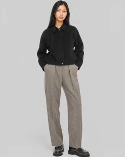 Blouson en laine mélangée noir