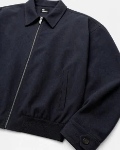 Blouson en laine mélangée noir