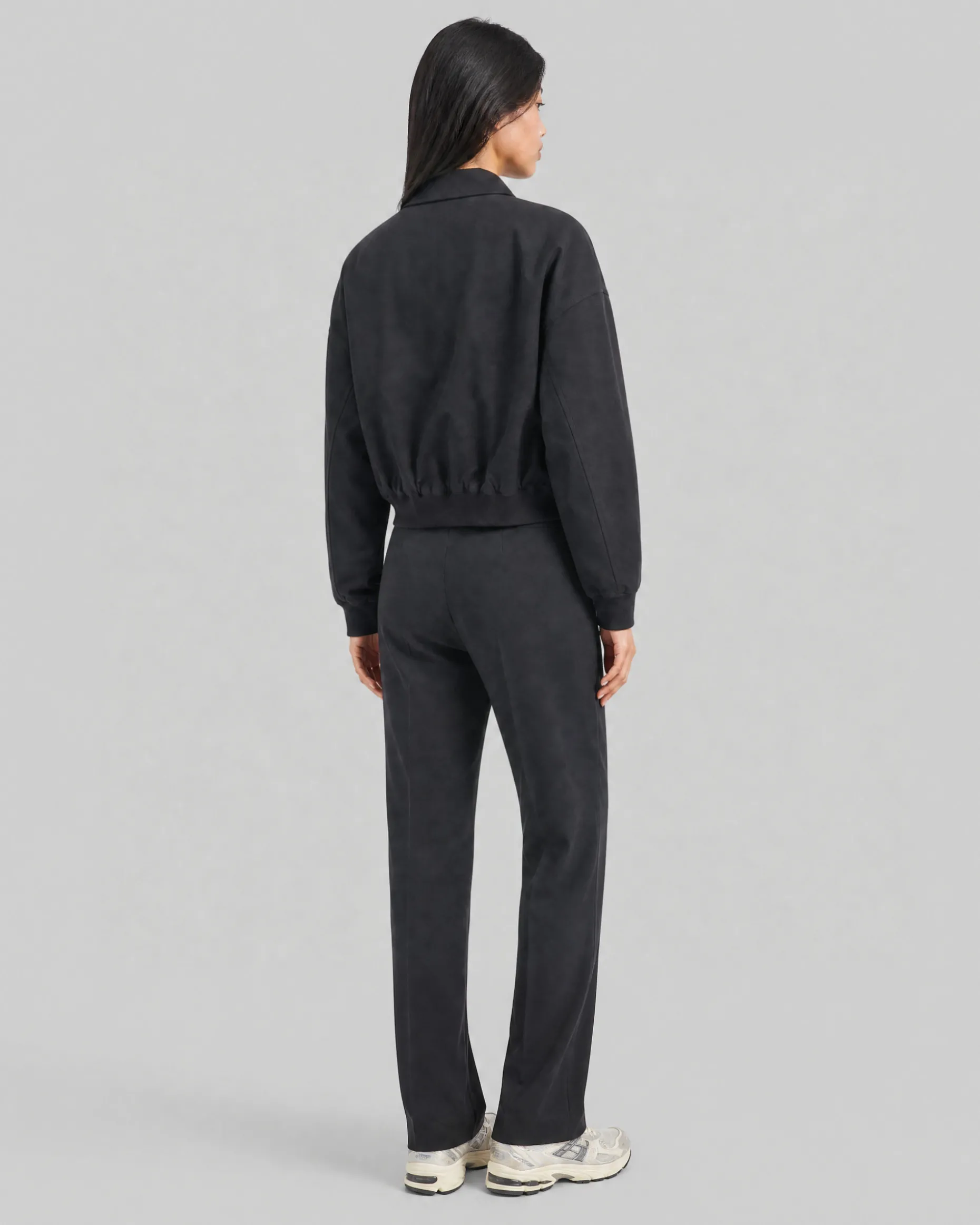 Blouson en laine mélangée noir