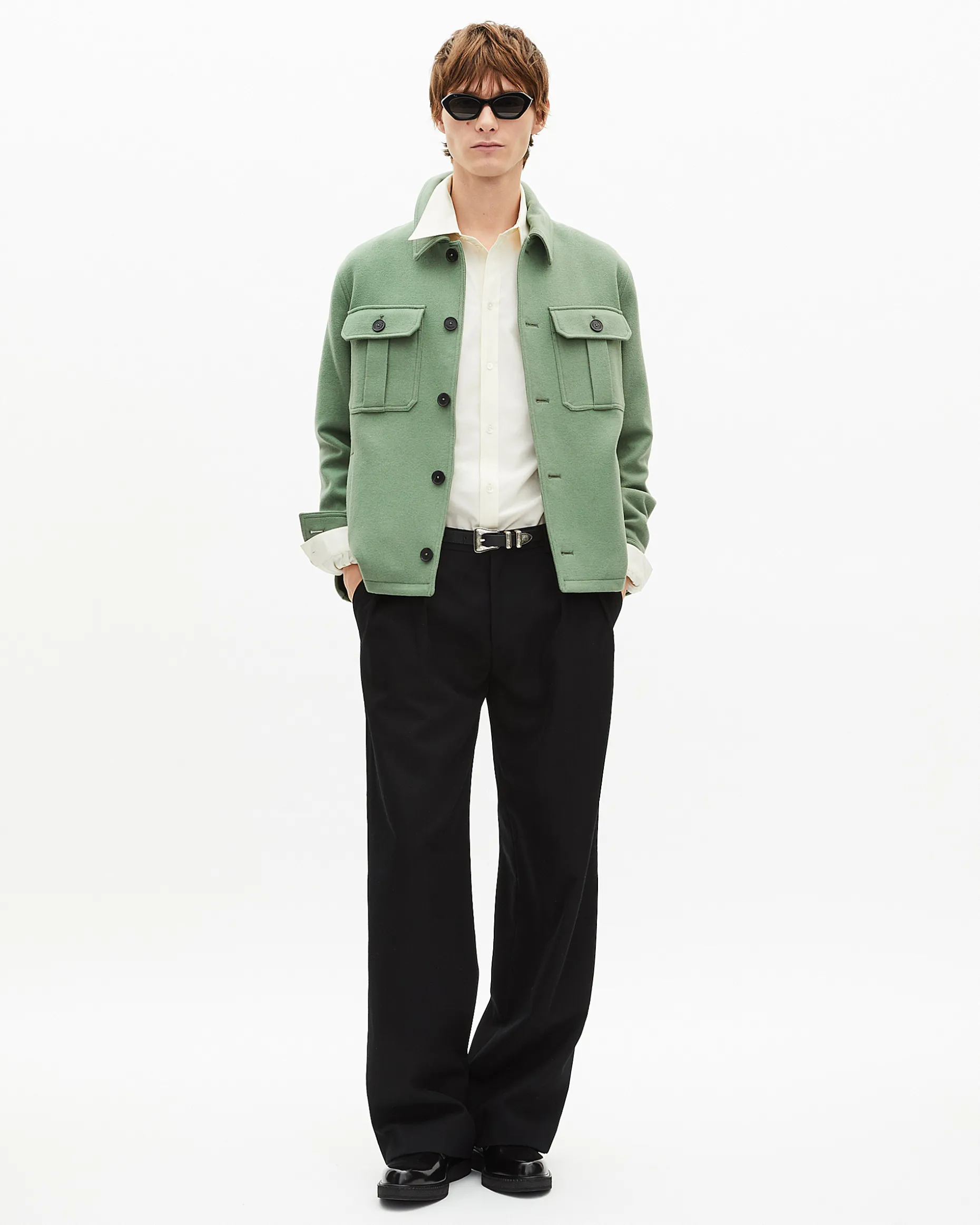 Blouson en laine vert amande