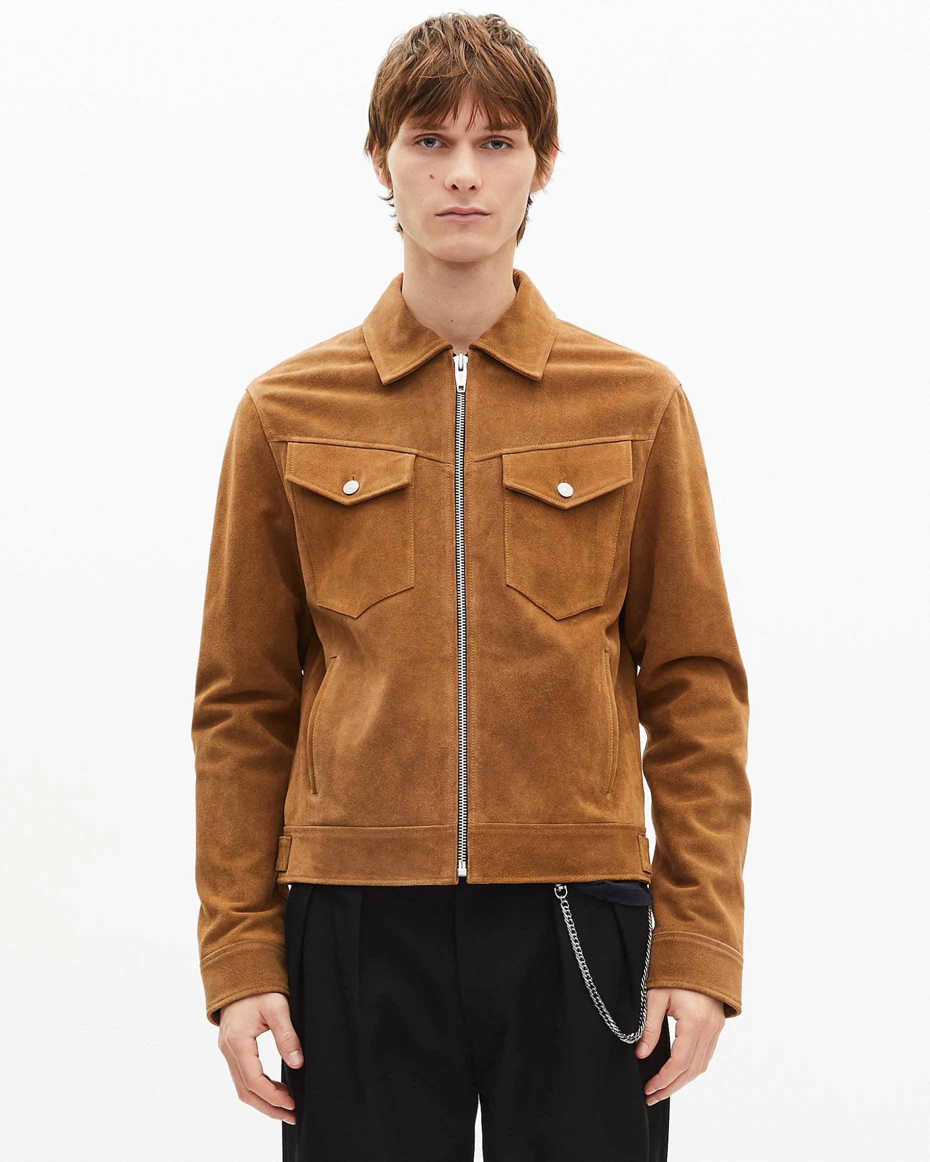 Blouson en suède camel