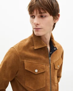 Blouson en suède camel