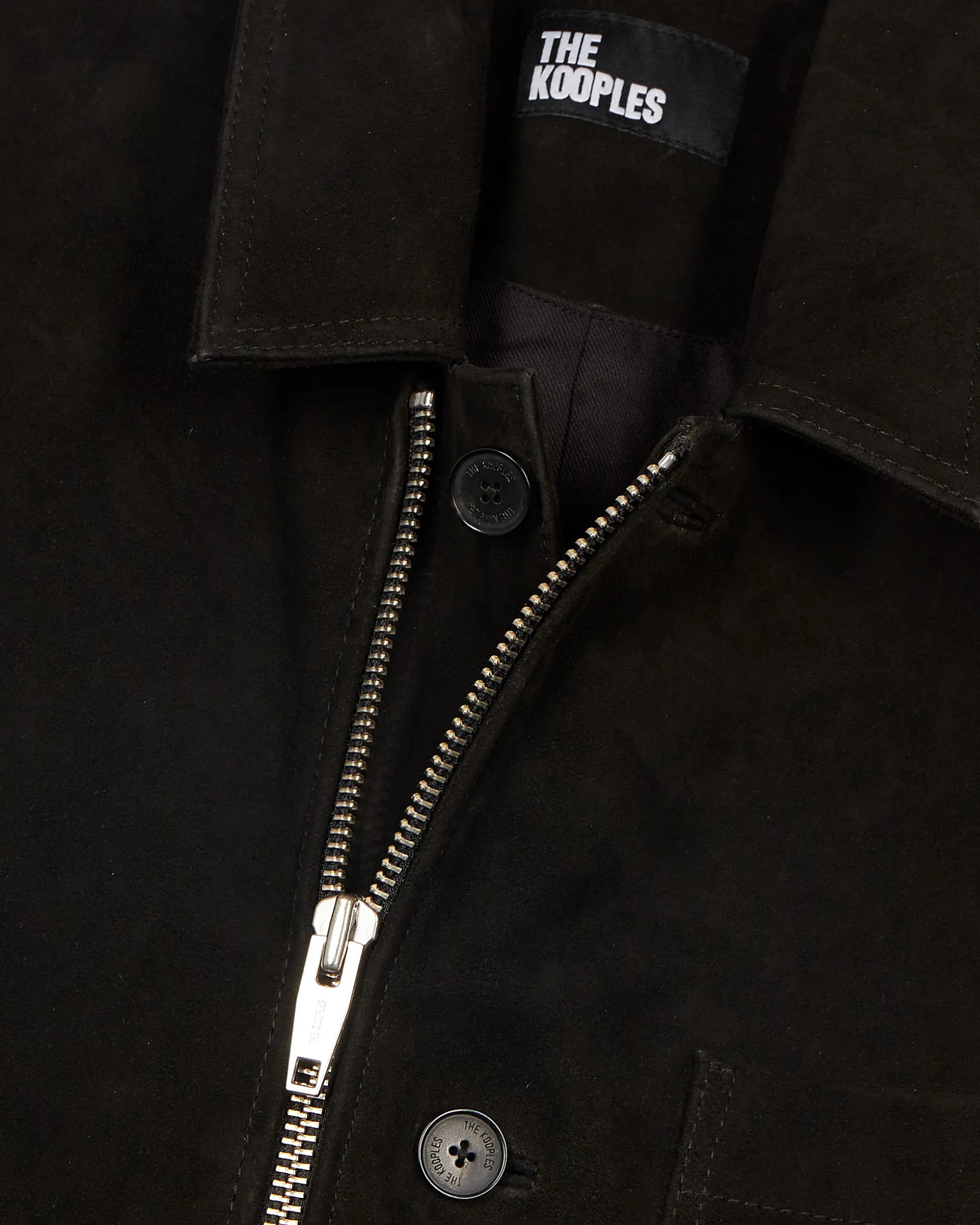 Blouson en suède à zip décalé noir