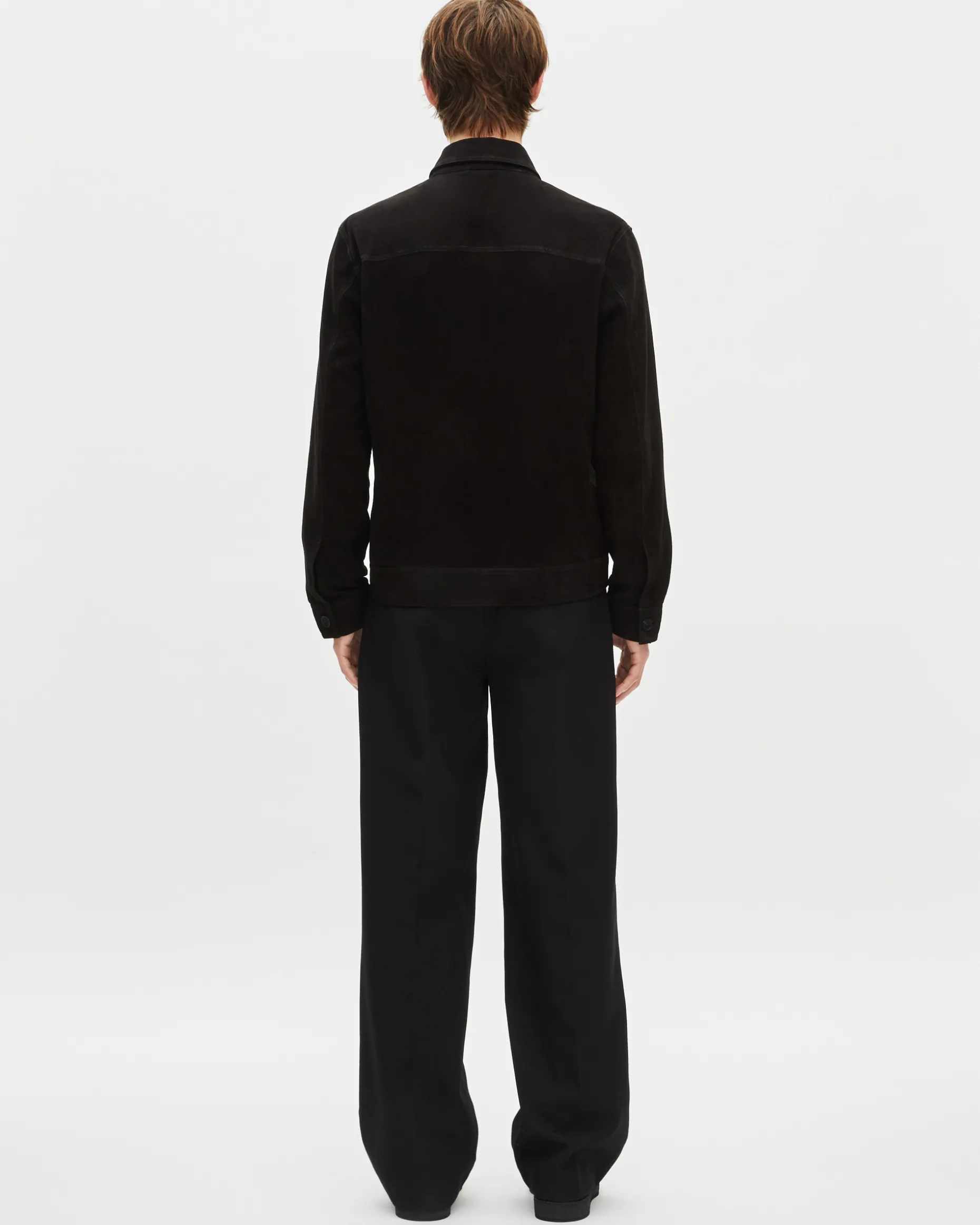 Blouson en suède à zip décalé noir
