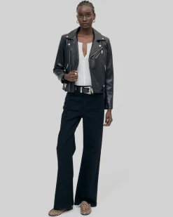 Blouson motard en cuir noir