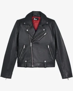 Blouson motard en cuir noir