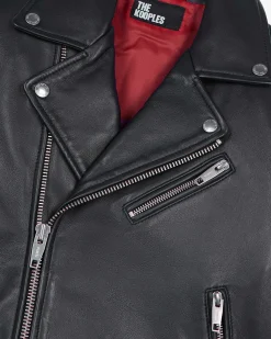 Blouson motard en cuir noir