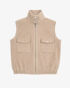 Blouson sans manches en laine double face beige