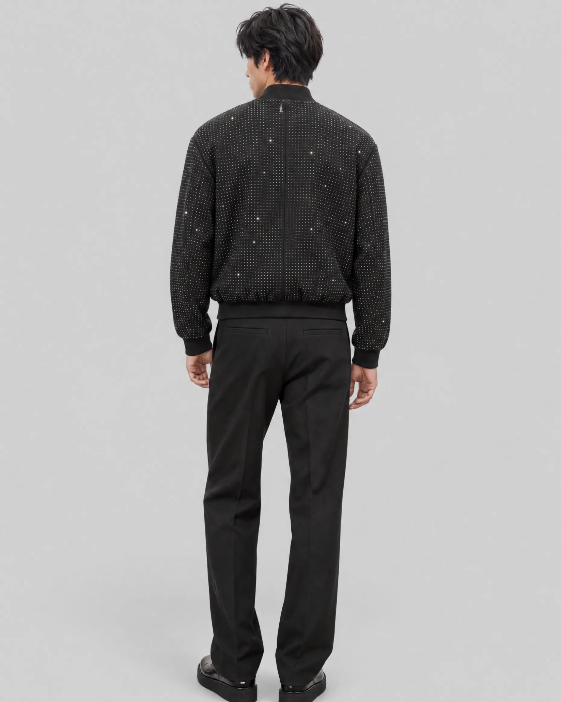 Blouson teddy à strass noir