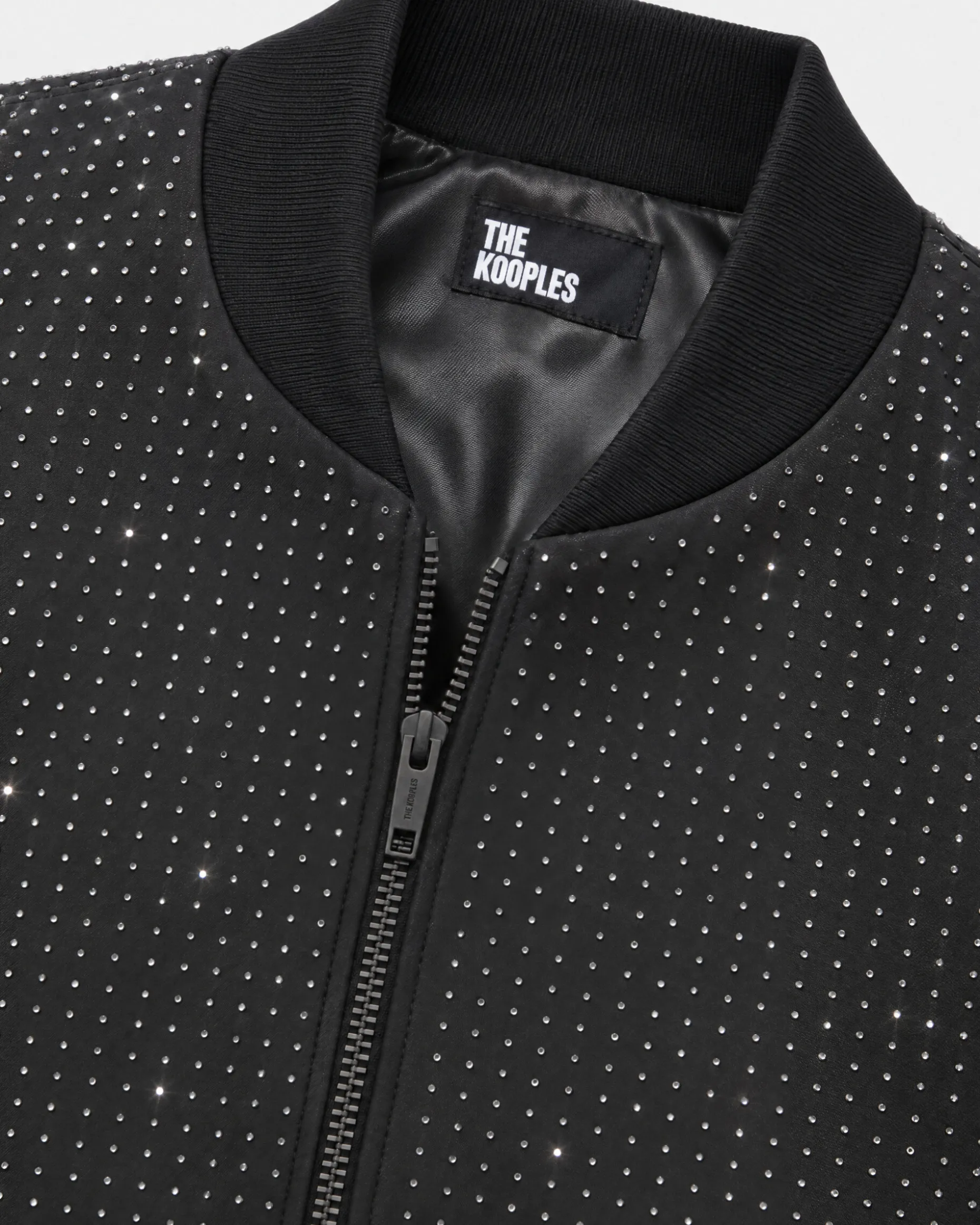 Blouson teddy à strass noir