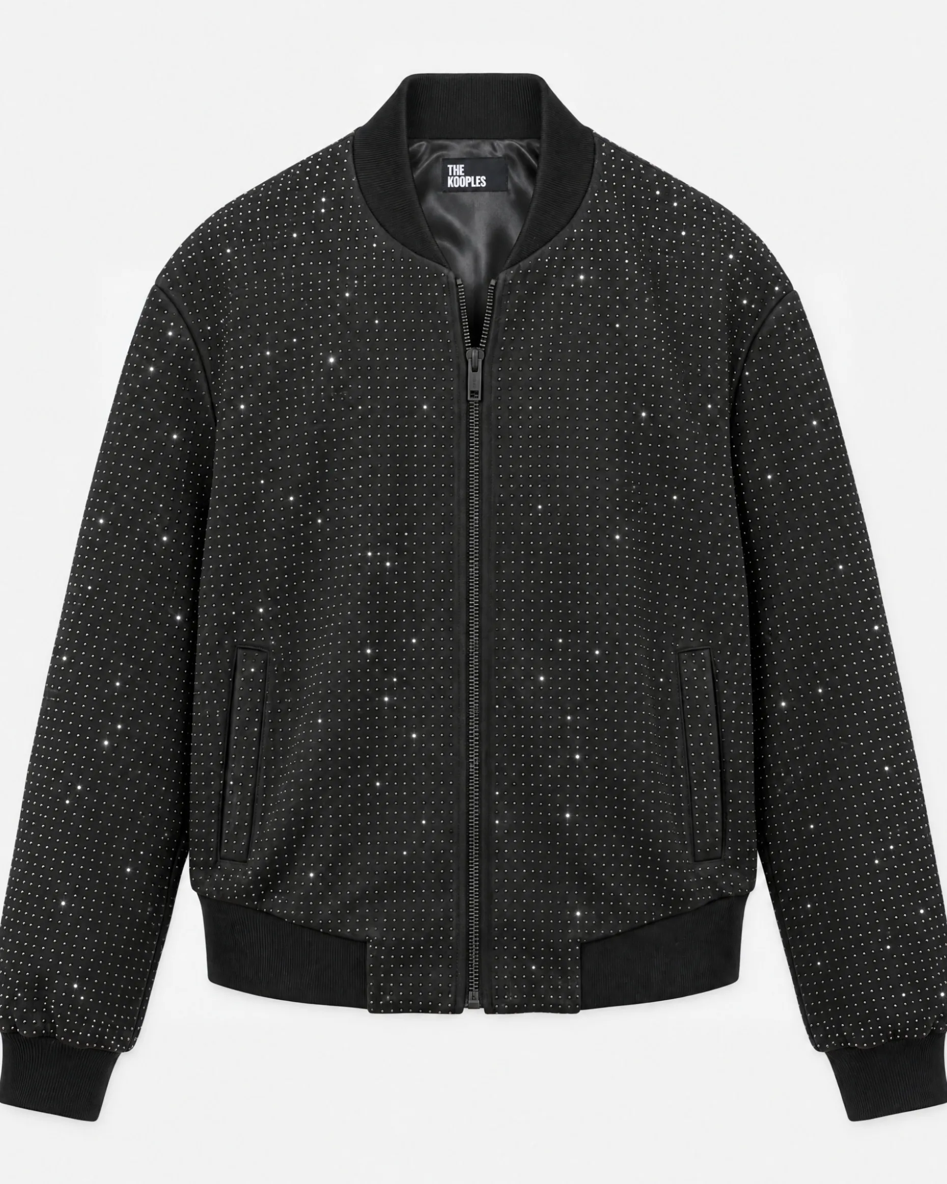 Blouson teddy à strass noir