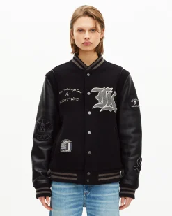Blouson varsity en cuir noir The Kooples x SCHOTT NYC