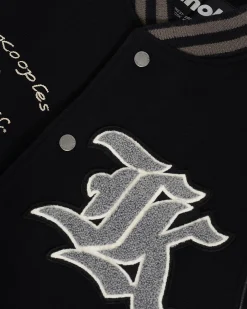 Blouson varsity en cuir noir The Kooples x SCHOTT NYC