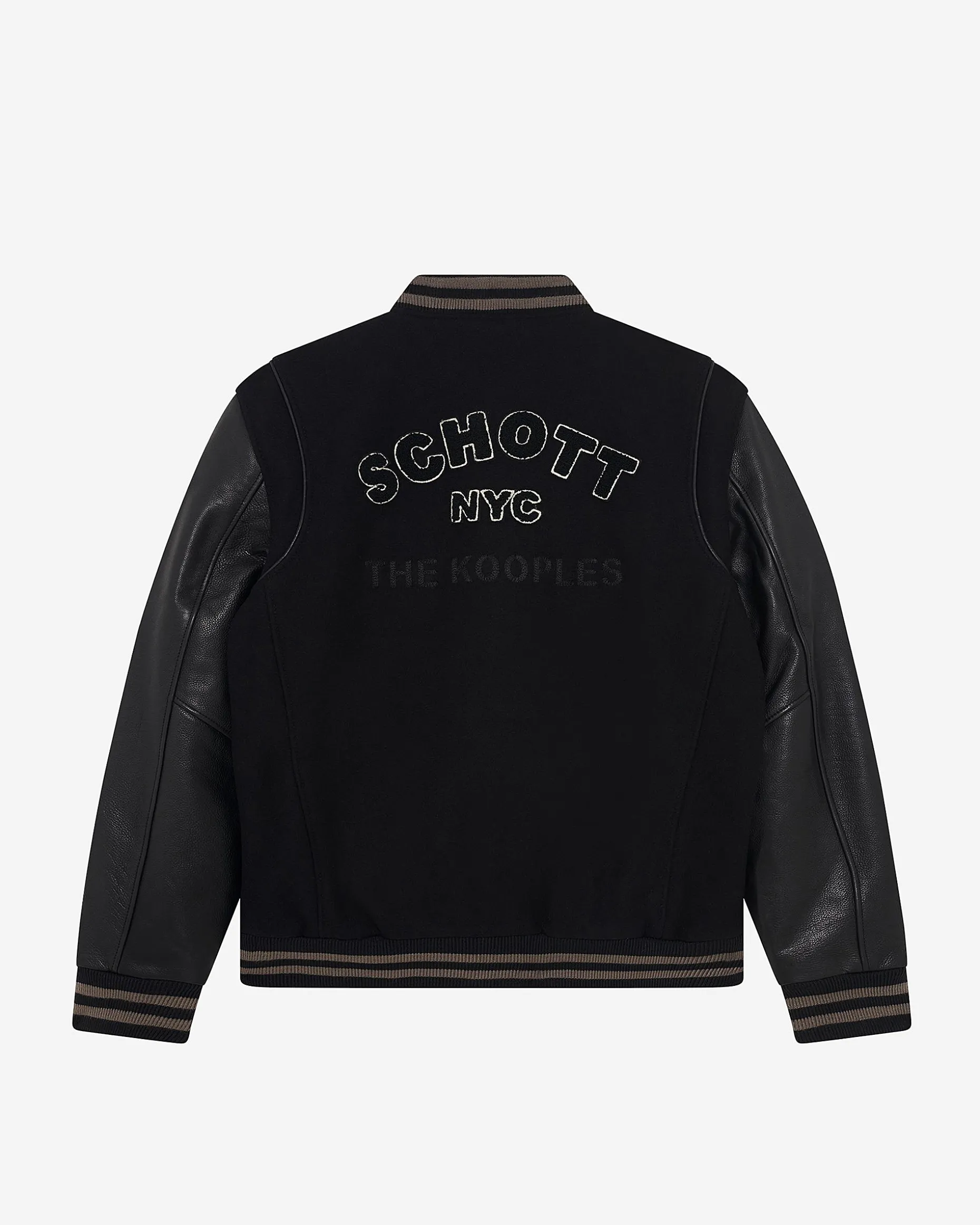 Blouson varsity en cuir noir The Kooples x SCHOTT NYC