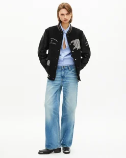 Blouson varsity en cuir noir The Kooples x SCHOTT NYC