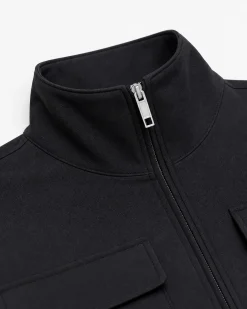Blouson zippé en laine mélangée noir