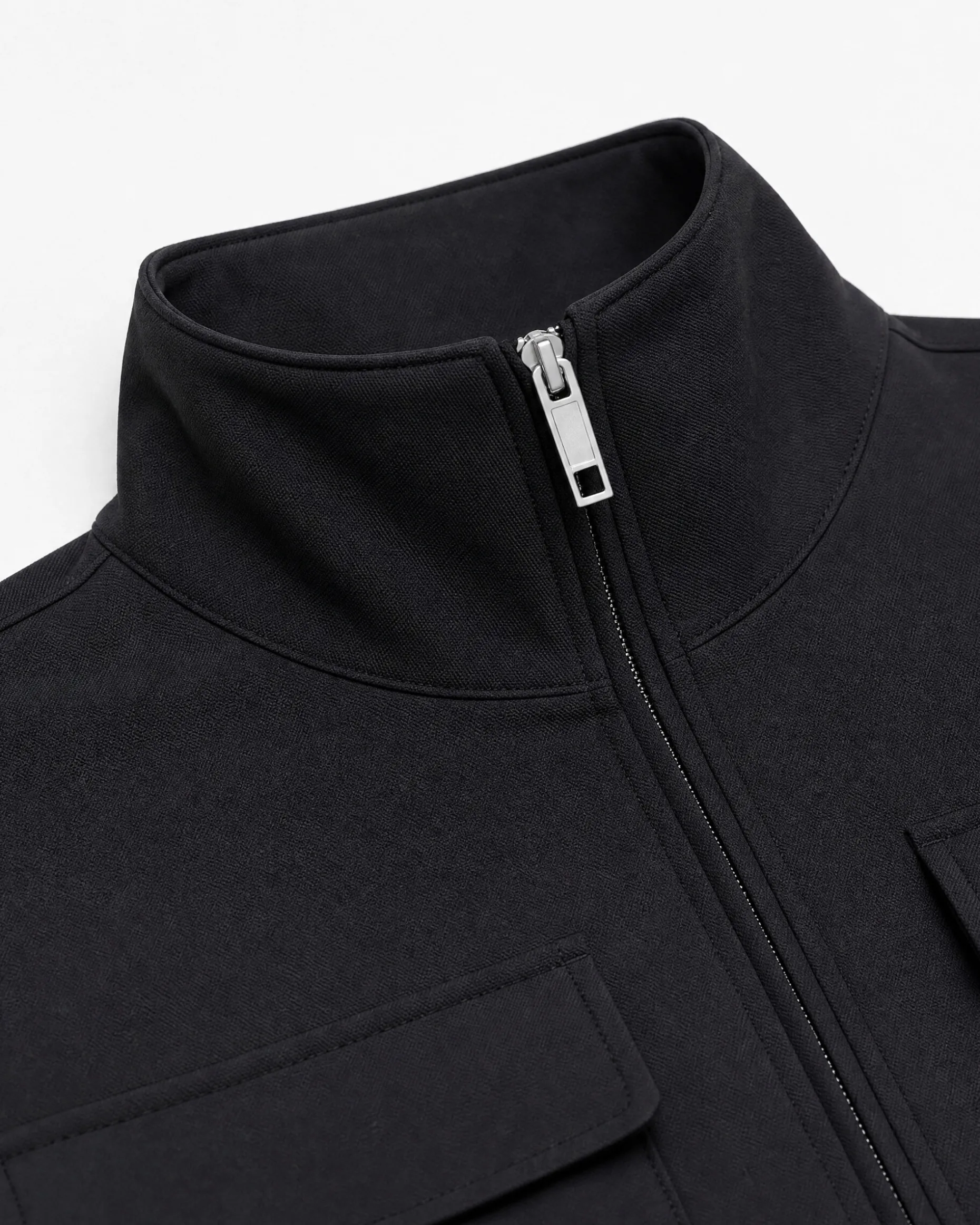 Blouson zippé en laine mélangée noir
