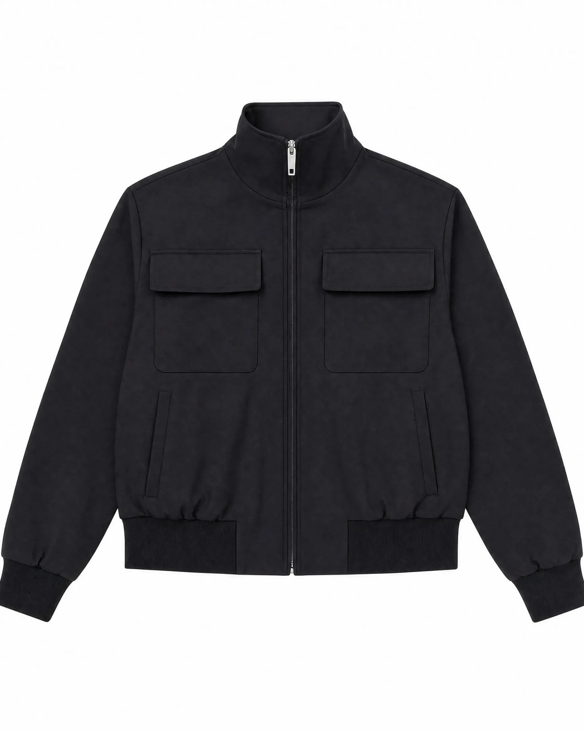 Blouson zippé en laine mélangée noir