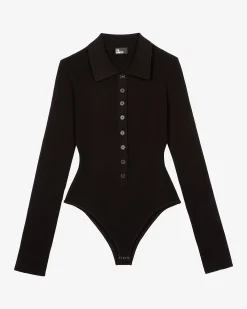 Body en maille côtelée noir